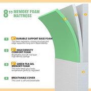 Forsythia 8" Twin Green Tea Gel Memory Foam - R&R Furniture Gallery (Fountain Valley, CA)