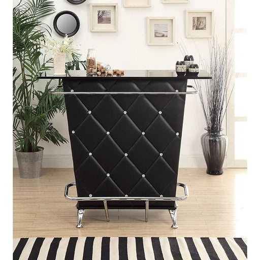 Fuero Black/Chrome Bar Table (K/D) - R&R Furniture Gallery (Fountain Valley, CA)