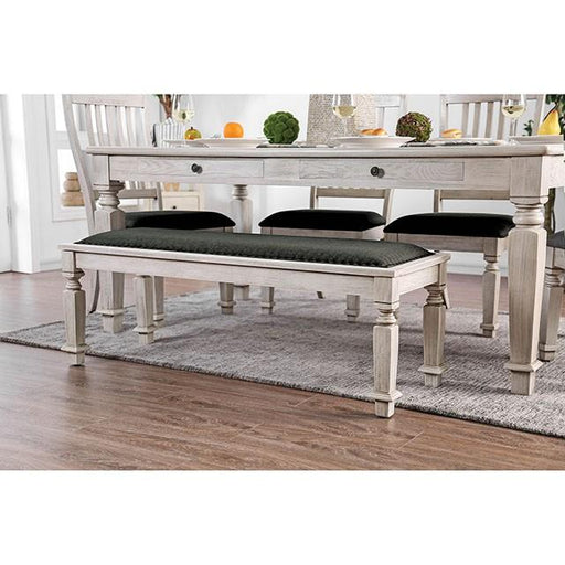 Georgia Antique White/Gray Bench - R&R Furniture Gallery (Fountain Valley, CA)