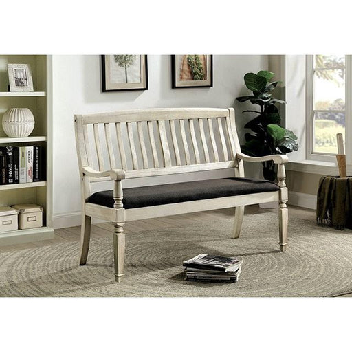 Georgia Antique White/Gray Love Seat Bench - R&R Furniture Gallery (Fountain Valley, CA)