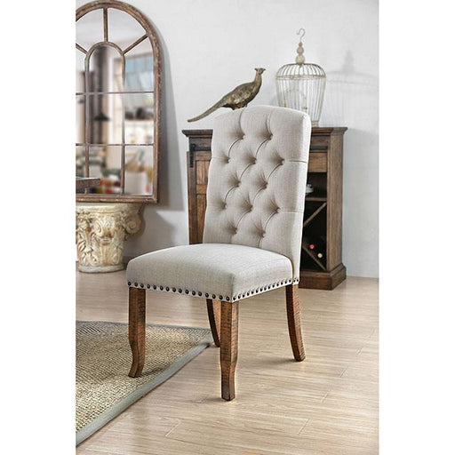 Gianna Rustic Pine/Ivory Side Chair (2/CTN) - R&R Furniture Gallery (Fountain Valley, CA)