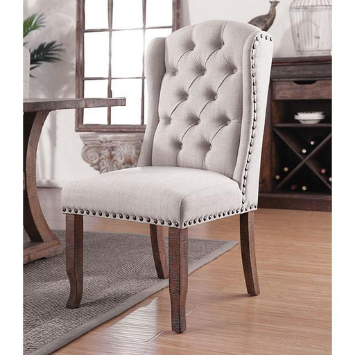 Gianna Rustic Pine/Ivory Wingback Chair (2/CTN) - R&R Furniture Gallery (Fountain Valley, CA)