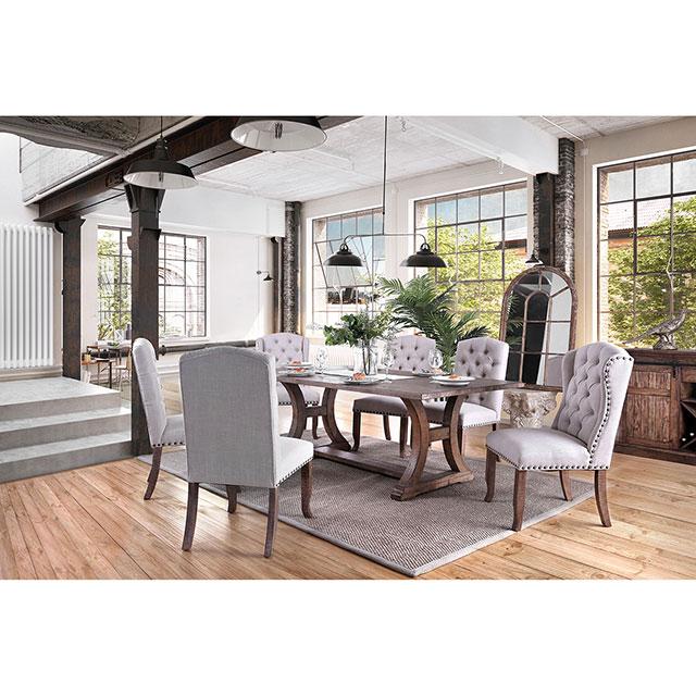 Gianna Rustic Pine/Ivory Wingback Chair (2/CTN) - R&R Furniture Gallery (Fountain Valley, CA)