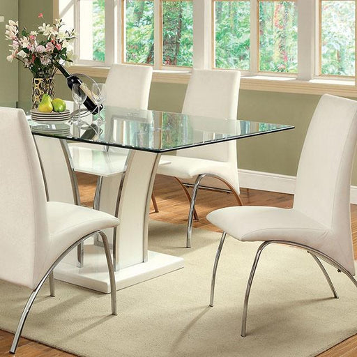Glenview White/Chrome Dining Table - R&R Furniture Gallery (Fountain Valley, CA)