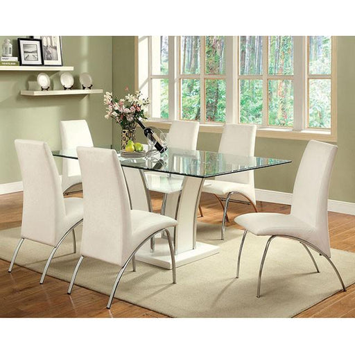 Glenview White/Chrome Dining Table - R&R Furniture Gallery (Fountain Valley, CA)