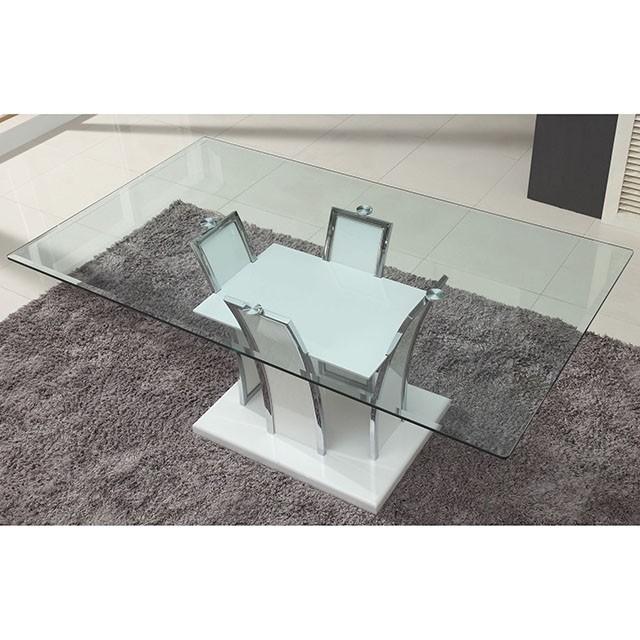 Glenview White/Chrome Dining Table - R&R Furniture Gallery (Fountain Valley, CA)