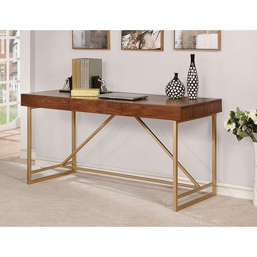 Halstein Light Walnut/Gold Desk - R&R Furniture Gallery (Fountain Valley, CA)