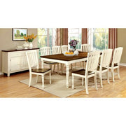 HARRISBURG Vintage White/Dark Oak Dining Table w/ 18" Butterfly Leaf - R&R Furniture Gallery (Fountain Valley, CA)