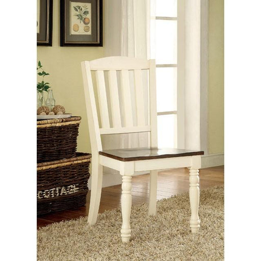 HARRISBURG Vintage White/Dark Oak Side Chair (2/CTN) - R&R Furniture Gallery (Fountain Valley, CA)