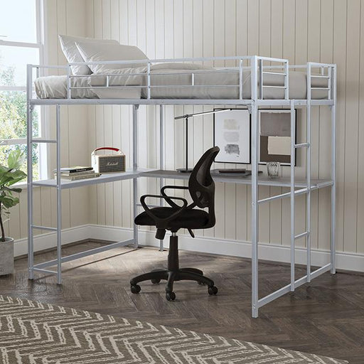 Cybill Full Loft Bed White, Silver, & Black - R&R Furniture Gallery (Fountain Valley, CA)
