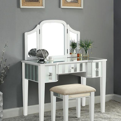 Cyndi White Vanity w/ Stool - R&R Furniture Gallery (Fountain Valley, CA)