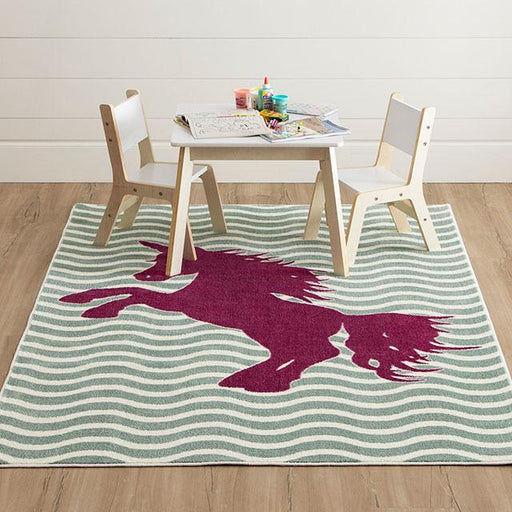 BARON 5' X 8', Area Rug, Horse, Sage Green/Fuchsia - R&R Furniture Gallery (Fountain Valley, CA)