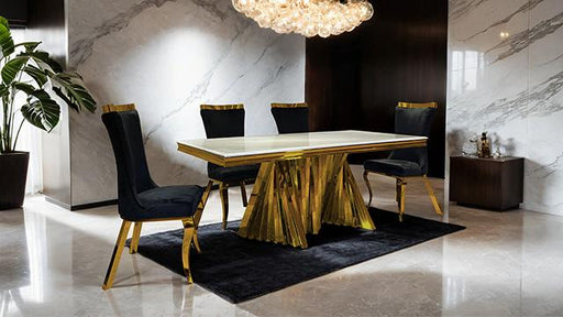 Basilicata 7 Pc Dining Set Gold & Silver - R&R Furniture Gallery (Fountain Valley, CA)