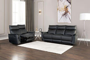 Bienne Sofa Manual Recliner White & Black - R&R Furniture Gallery (Fountain Valley, CA)