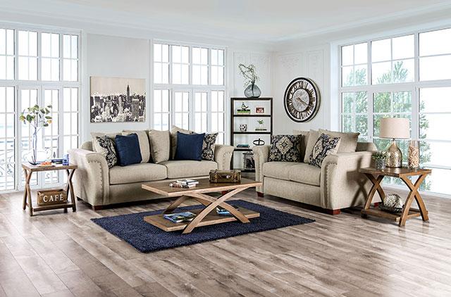 BELSIZE Sofa, Beige/Navy - R&R Furniture Gallery (Fountain Valley, CA)