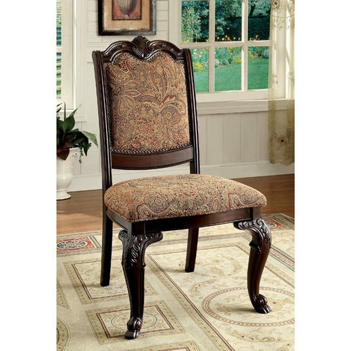 BELLAGIO Brown Cherry/Pattern Fabric Side Chair (2/CTN) - R&R Furniture Gallery (Fountain Valley, CA)