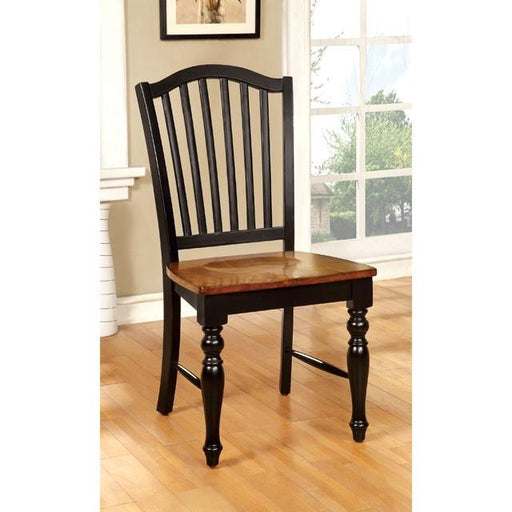 MAYVILLE Black/Antique Oak Side Chair (2/CTN) - R&R Furniture Gallery (Fountain Valley, CA)
