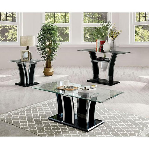 Staten Glossy Black/Chrome End Table - R&R Furniture Gallery (Fountain Valley, CA)