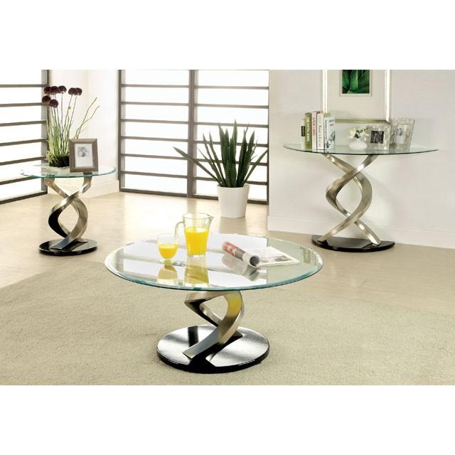 NOVA Satin Plated/Black End Table - R&R Furniture Gallery (Fountain Valley, CA)