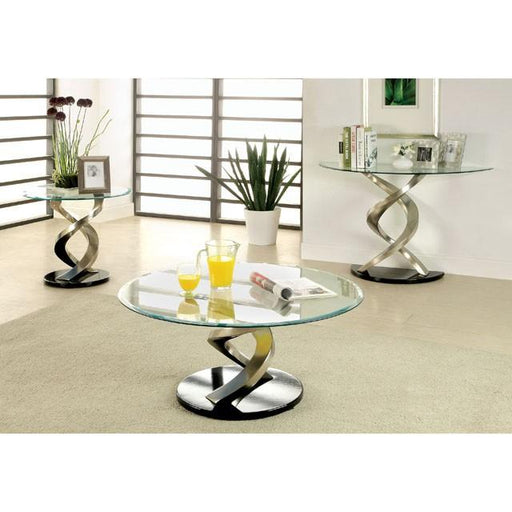 NOVA Satin Plated/Black End Table - R&R Furniture Gallery (Fountain Valley, CA)