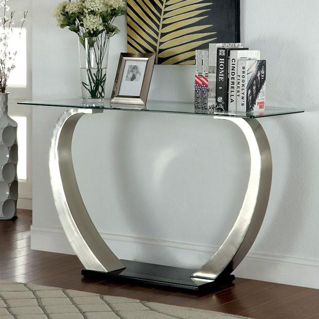 ROXO Satin Plated/Black Sofa Table - R&R Furniture Gallery (Fountain Valley, CA)