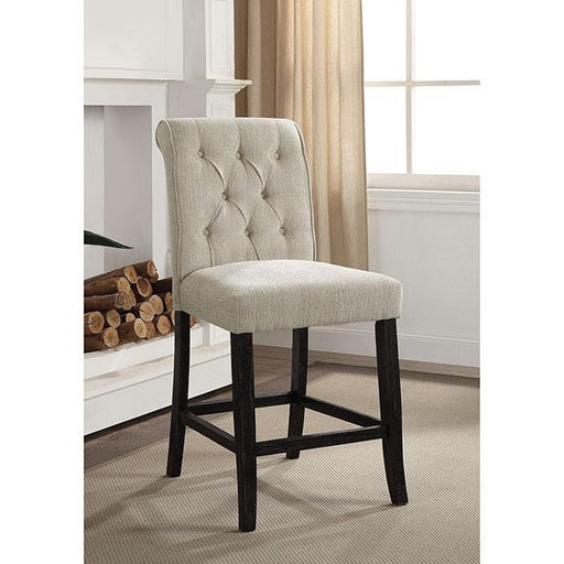 Izzy Beige/Antique Black Counter Ht. Chair, Ivory (2/CTN) - R&R Furniture Gallery (Fountain Valley, CA)