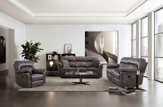 JOSIAS Sofa, Dark Gray Leatherette - R&R Furniture Gallery (Fountain Valley, CA)