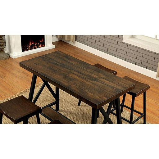 Lainey Weathered Medium Oak/Black Counter Ht. Table - R&R Furniture Gallery (Fountain Valley, CA)