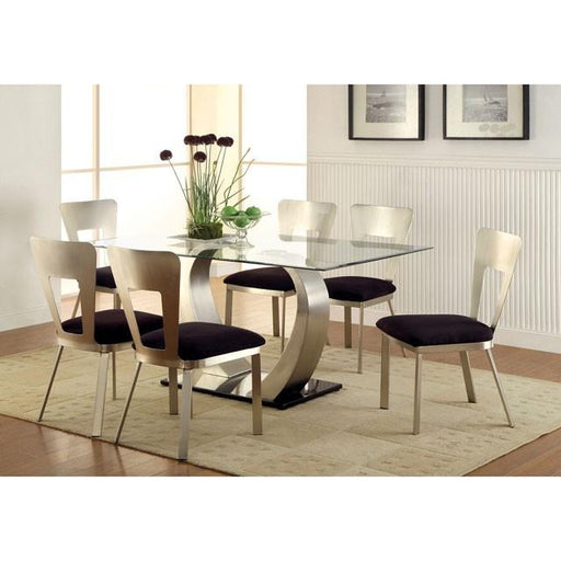 NOVA Silver/Black Side Chair (2/CTN) - R&R Furniture Gallery (Fountain Valley, CA)