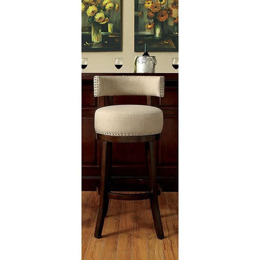 LYNSEY Dark Oak/Beige 24" Bar Stool - R&R Furniture Gallery (Fountain Valley, CA)