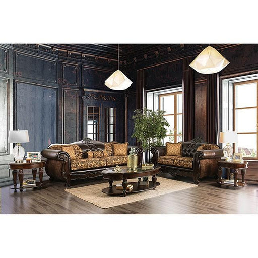 Quirino Tan/Dark Brown Love Seat - R&R Furniture Gallery (Fountain Valley, CA)
