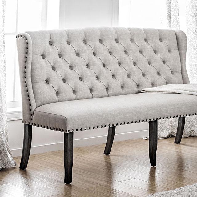 SANIA 3-Seater Loveseat Bench, Ivory - R&R Furniture Gallery (Fountain Valley, CA)
