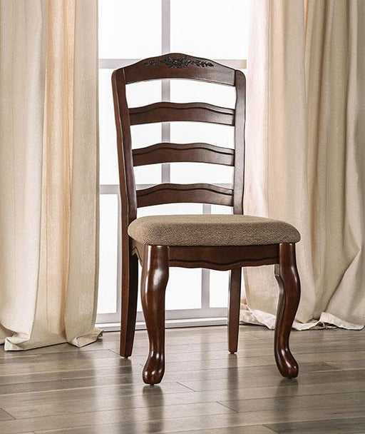 Townsville Dark Walnut/Tan Side Chair (2/CTN) - R&R Furniture Gallery (Fountain Valley, CA)