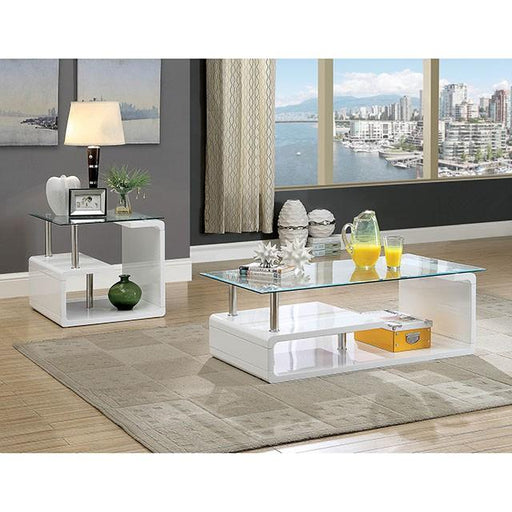 Torkel White/Chrome Coffee Table - R&R Furniture Gallery (Fountain Valley, CA)