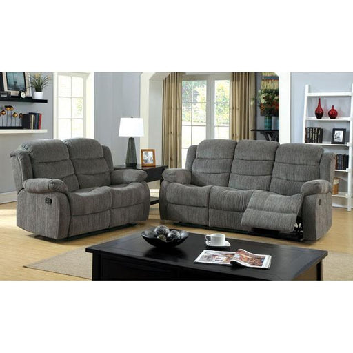 MILLVILLE Gray Love Seat w/ 2 Recliners - R&R Furniture Gallery (Fountain Valley, CA)