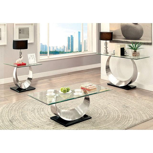 ORLA II Satin Plated/Black Sofa Table - R&R Furniture Gallery (Fountain Valley, CA)