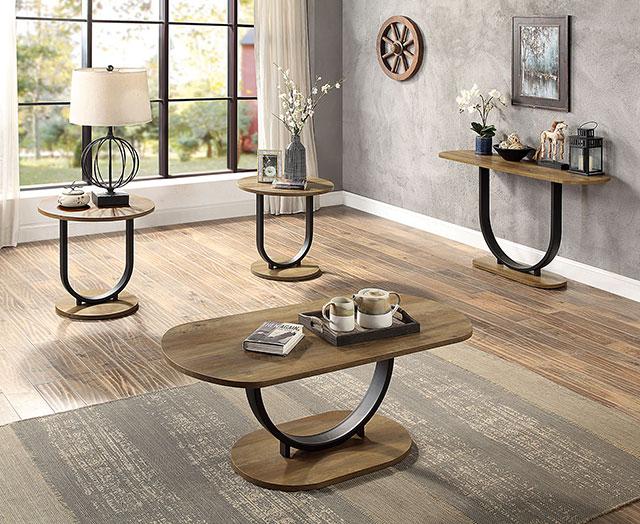 OLBIA Sofa Table, Rustic Oak/Sand Black - R&R Furniture Gallery (Fountain Valley, CA)