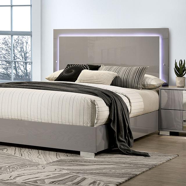 Sinistra E.King & Queen Bed White, Black & Beige - R&R Furniture Gallery (Fountain Valley, CA)