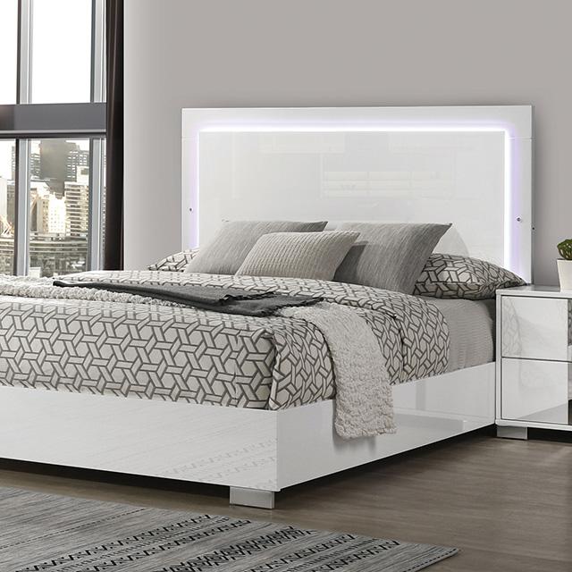 Sinistra E.King & Queen Bed White, Black & Beige - R&R Furniture Gallery (Fountain Valley, CA)