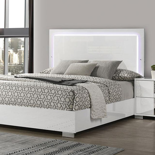 Sinistra E.King & Queen Bed White, Black & Beige - R&R Furniture Gallery (Fountain Valley, CA)