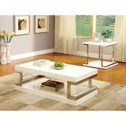 MEDA White/Chrome End Table, White - R&R Furniture Gallery (Fountain Valley, CA)