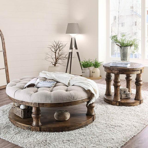 Mika Antique Oak Coffee Table w/ Cushion Top - R&R Furniture Gallery (Fountain Valley, CA)