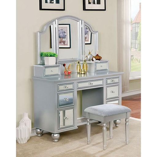 TRACY Silver Vanity w/ Stool - R&R Furniture Gallery (Fountain Valley, CA)