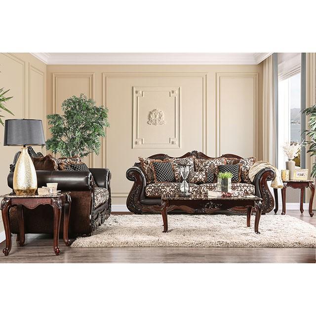 JAMAEL Brown/Espresso Love Seat - R&R Furniture Gallery (Fountain Valley, CA)