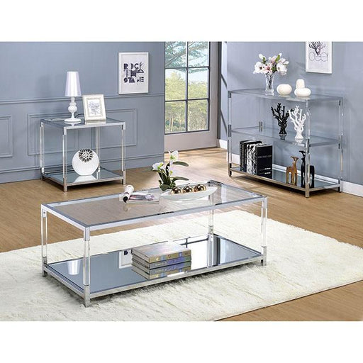 Ludvig Chrome/Clear Coffee Table - R&R Furniture Gallery (Fountain Valley, CA)