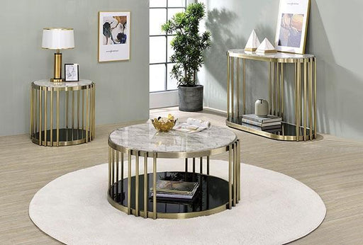 OFELIA Sofa Table, Antique Brass/Black - R&R Furniture Gallery (Fountain Valley, CA)