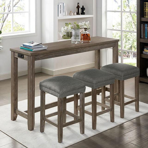 CAERLEON 4 Pc. Counter Ht. Table Set, Wire-brushed Gray - R&R Furniture Gallery (Fountain Valley, CA)