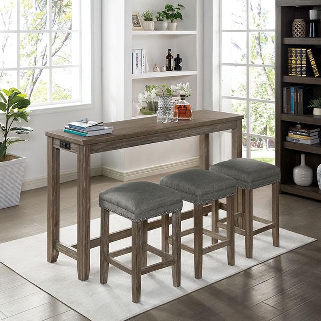 CAERLEON 4 Pc. Counter Ht. Table Set, Wire-brushed Gray - R&R Furniture Gallery (Fountain Valley, CA)