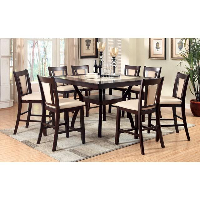 BRENT II Dark Cherry/Ivory Counter Ht. Table w/ Insert - R&R Furniture Gallery (Fountain Valley, CA)