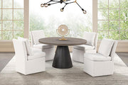 Broager 5 Pc Dining Table Set (Light Gray Swivel Chairs) - R&R Furniture Gallery (Fountain Valley, CA)